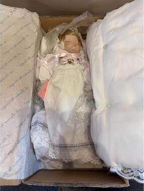 New in Box Marian Yu Designs Porcelain Baby Doll 16”